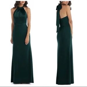 After Six Halter Neck Charmeuse & Crepe Gown in Evergreen, Size 8